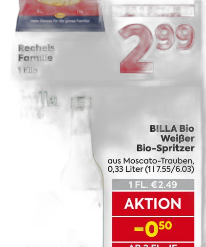 Billa bio weißer bio-spritzer